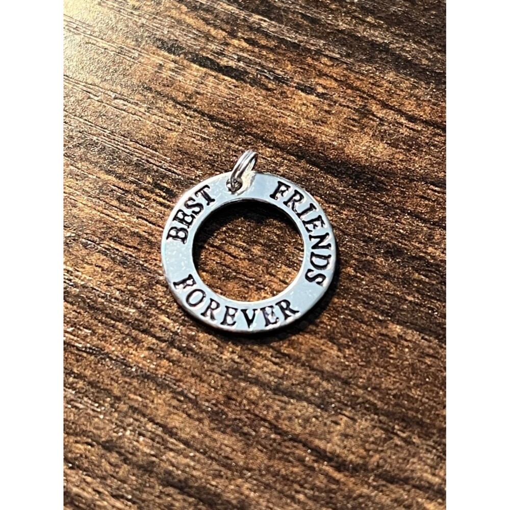 925 Sterling Silver Circular Best Friends Forever Pendant Charm Bail